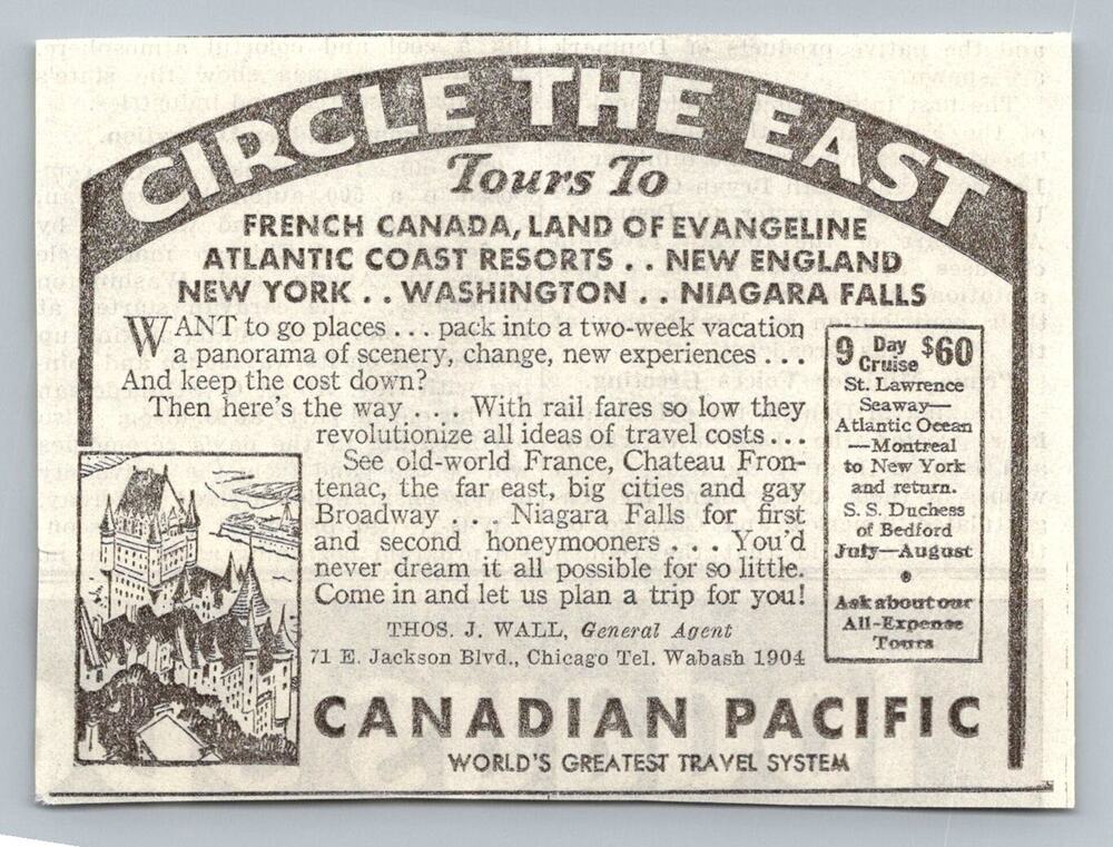 1930s Canadian Pacific Circle The East Travel Cruise Print Ad S S Duchess